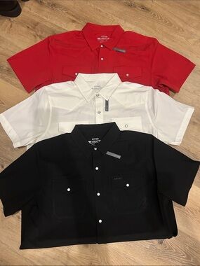 Ariat Men’s Short Sleeve Button-Down Shirt Trio — Red, White, Black